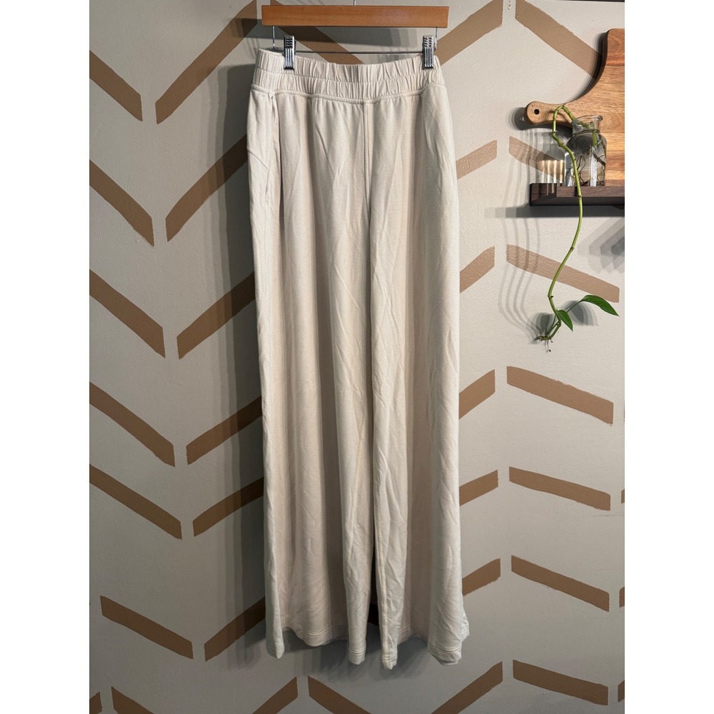 Lululemon Wide Leg Pants‎ Womens Large Cream Soft Relaxed Athleisure LW5GRXS
